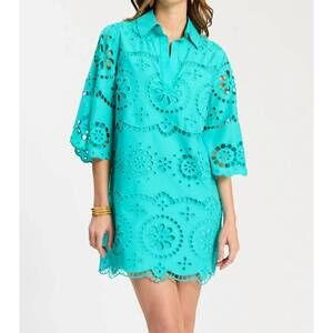 NEW TYLER BOE penny eyelet tunic dress in ceramic
